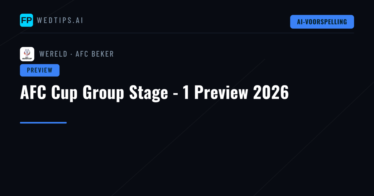 AFC Cup Group Stage - 1 Preview 2026