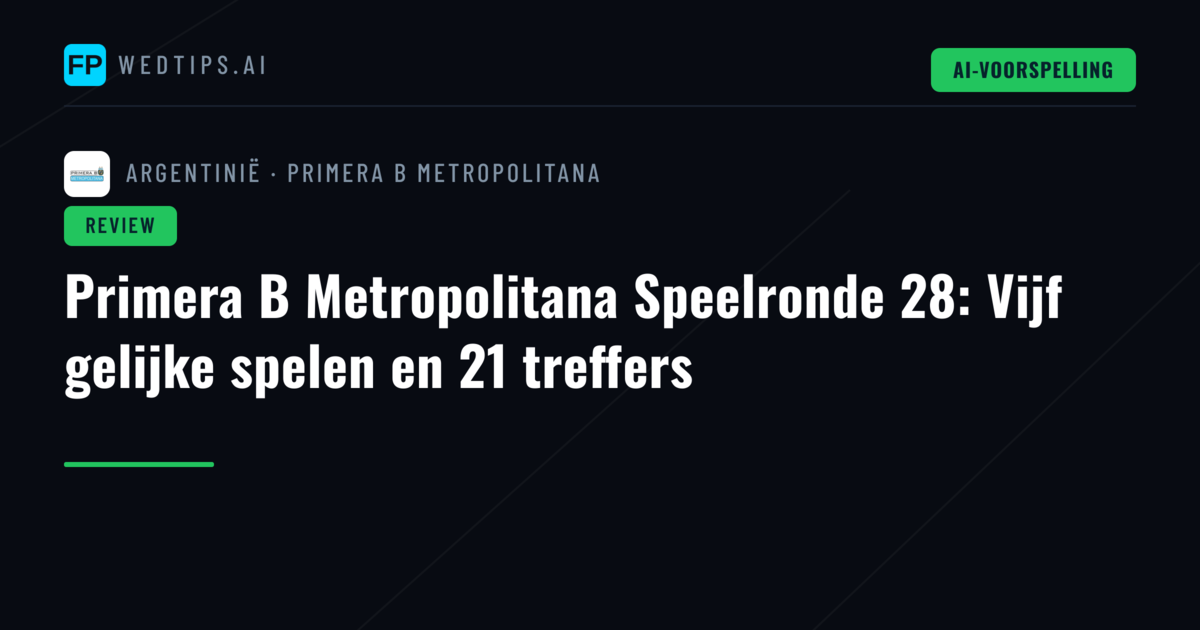 Primera B Metropolitana Speelronde 28: Vijf gelijke spelen en 21 treffers