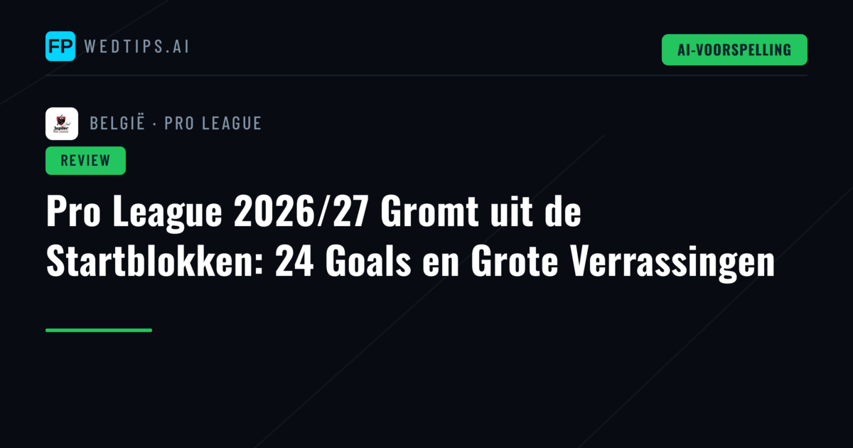 Pro League 2026/27 Gromt uit de Startblokken: 24 Goals en Grote Verrassingen