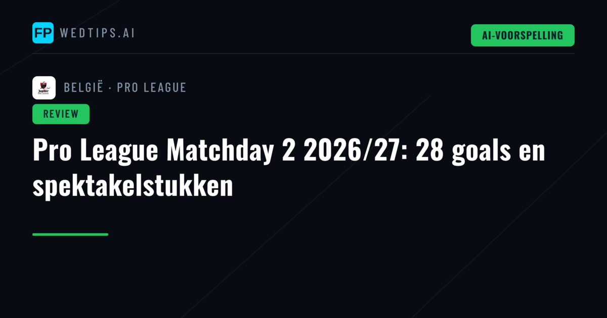 Pro League Matchday 2 2026/27: 28 goals en spektakelstukken
