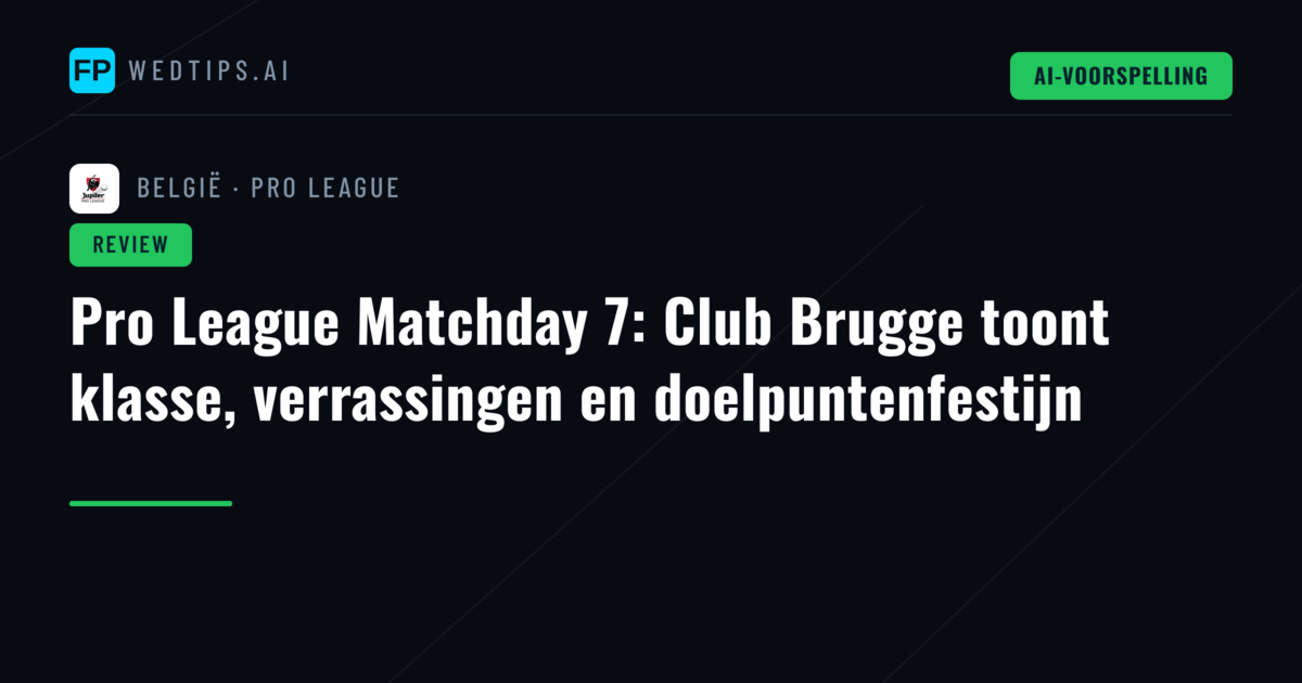 Pro League Matchday 7: Club Brugge toont klasse, verrassingen en doelpuntenfestijn