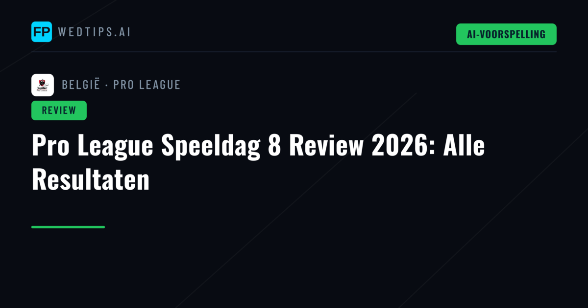 Pro League Speeldag 8 Review 2026: Alle Resultaten