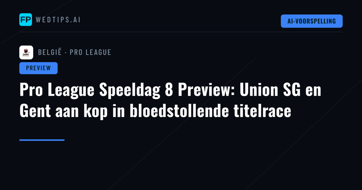 Pro League Speeldag 8 Preview: Union SG en Gent aan kop in bloedstollende titelrace
