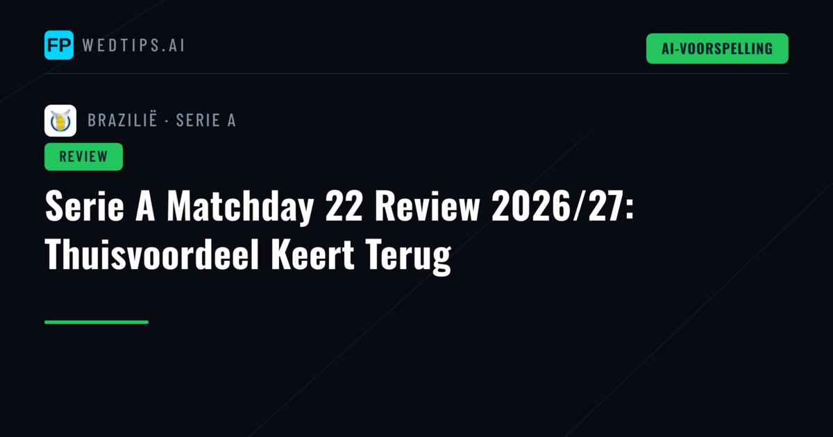 Serie A Matchday 22 Review 2026/27: Thuisvoordeel Keert Terug