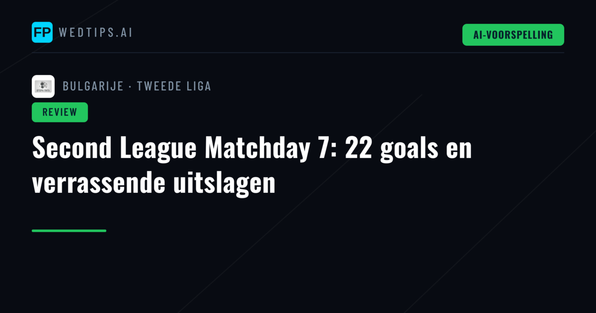 Second League Matchday 7: 22 goals en verrassende uitslagen