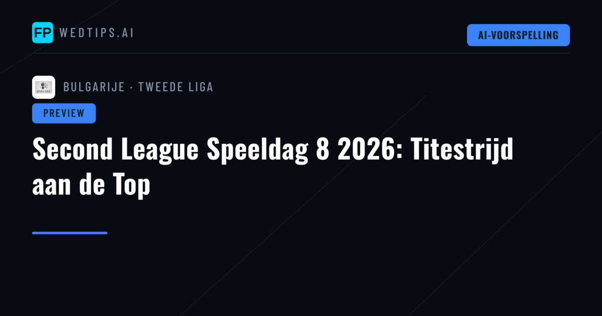 Second League Speeldag 8 2026: Titestrijd aan de Top