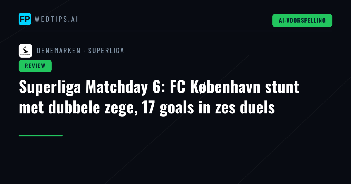 Superliga Matchday 6: FC København stunt met dubbele zege, 17 goals in zes duels