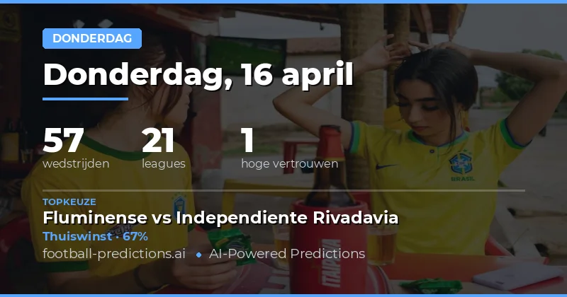Voetbalvoorspellingen voor donderdag 16 april 2026