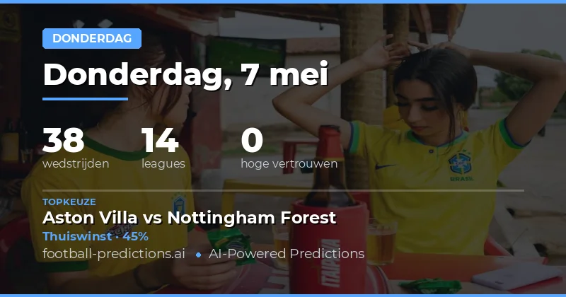 Voorspellingen Donderdagwedstrijden 7 Mei 2026