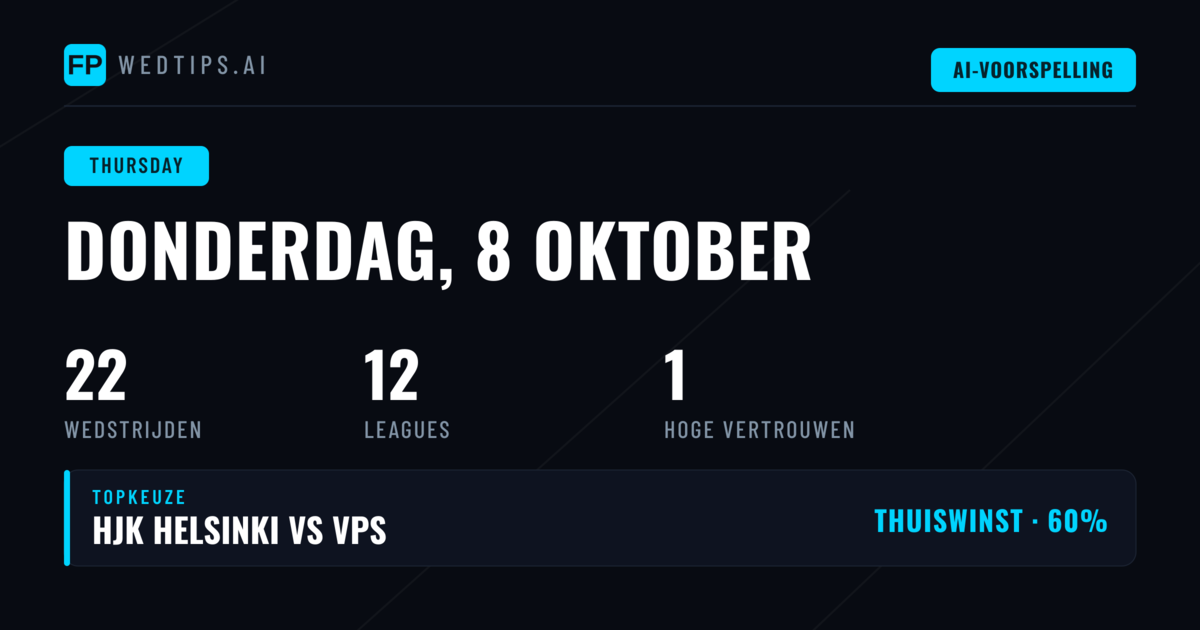 Donderdagavond: Elf competities, 22 duels