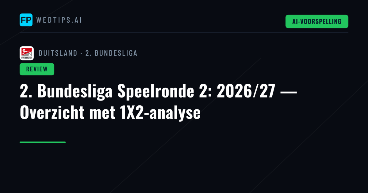 2. Bundesliga Speelronde 2: 2026/27 — Overzicht met 1X2-analyse