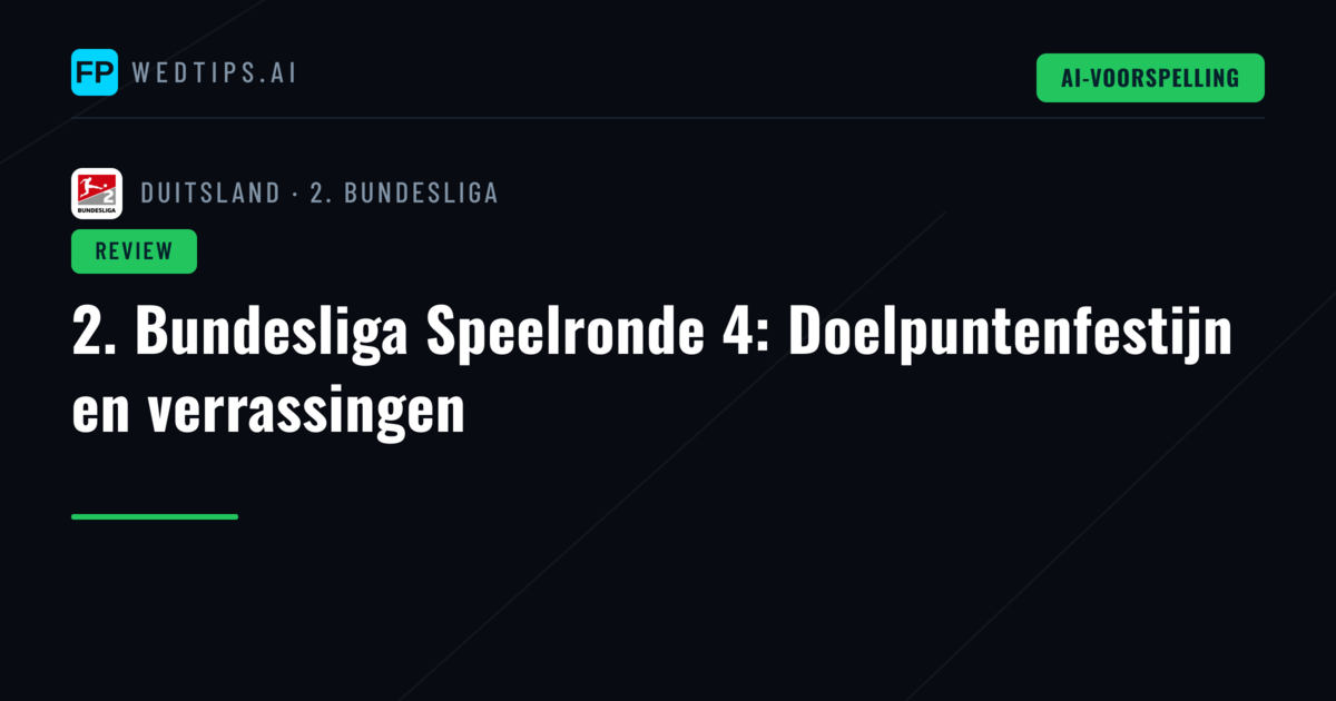 2. Bundesliga Speelronde 4: Doelpuntenfestijn en verrassingen