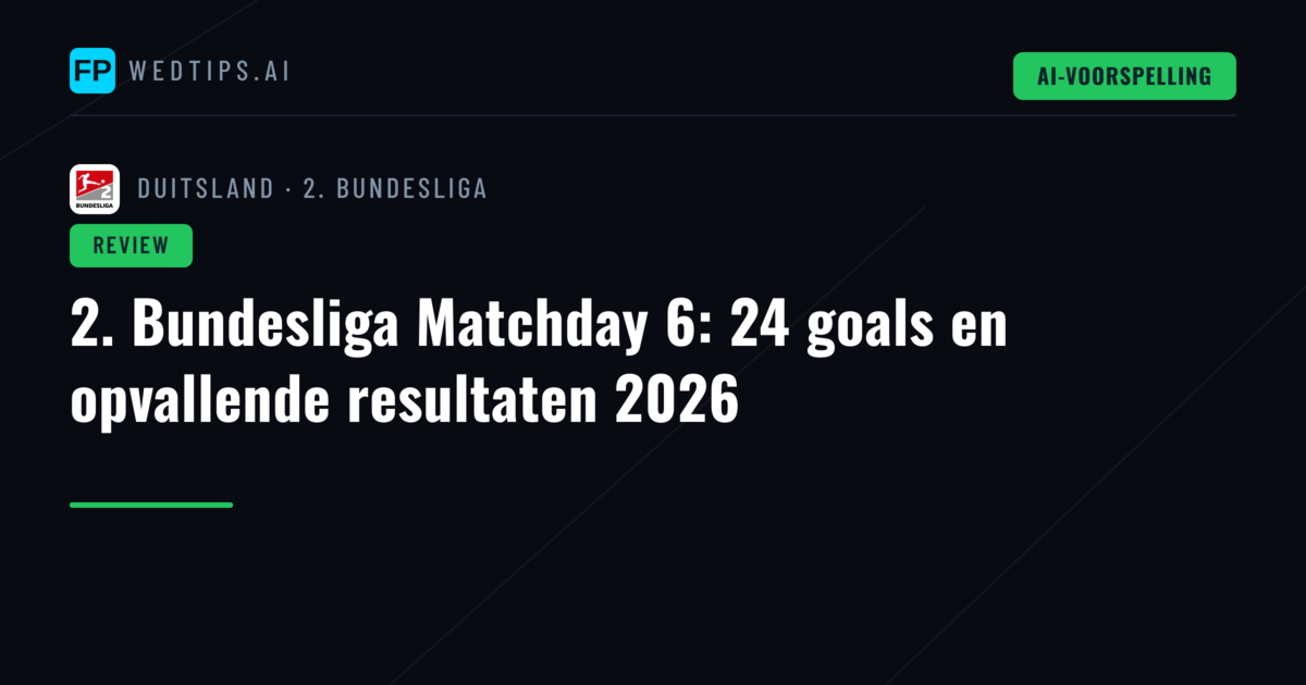 2. Bundesliga Matchday 6: 24 goals en opvallende resultaten 2026