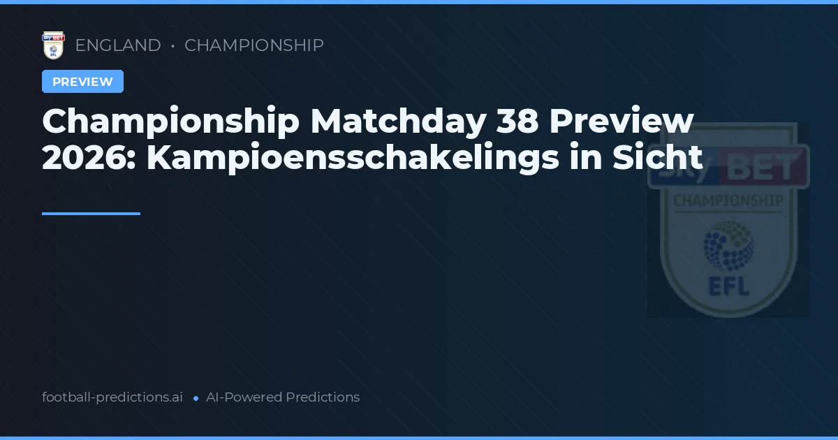Championship Matchday 38 Preview 2026: Kampioensschakelings in Sicht