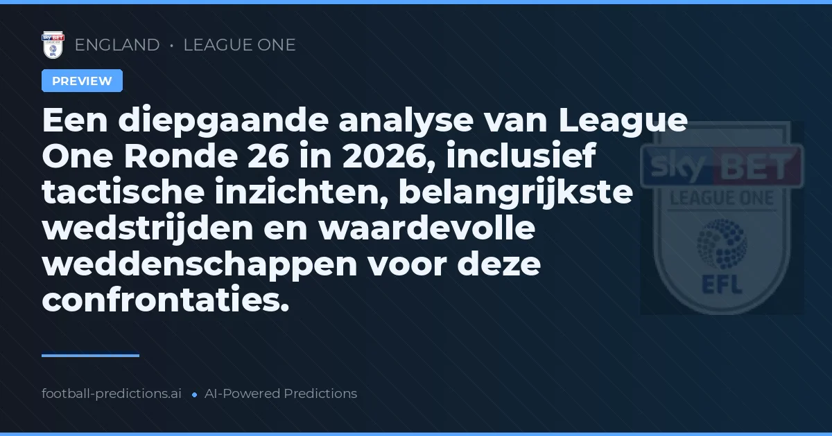 Een diepgaande analyse van League One Ronde 26 in 2026, inclusief tactische inzichten, belangrijkste wedstrijden en waardevolle weddenschappen voor deze confrontaties.