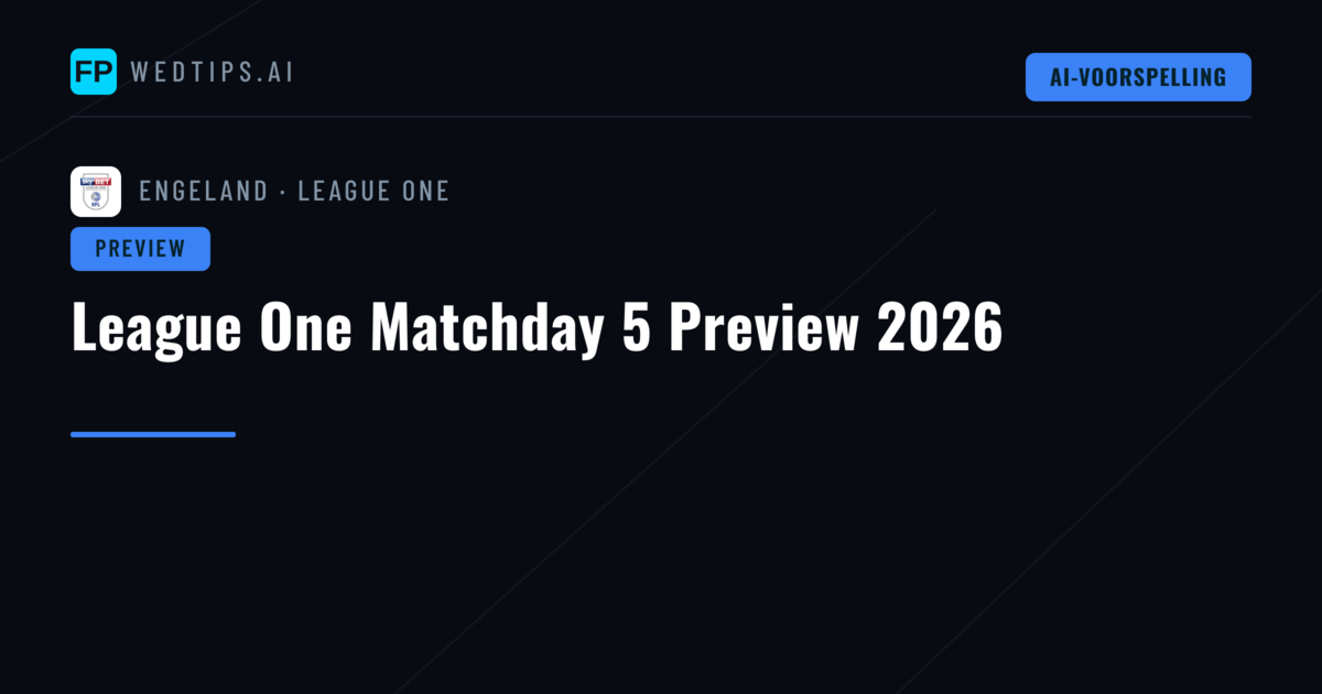 League One Matchday 5 Preview 2026
