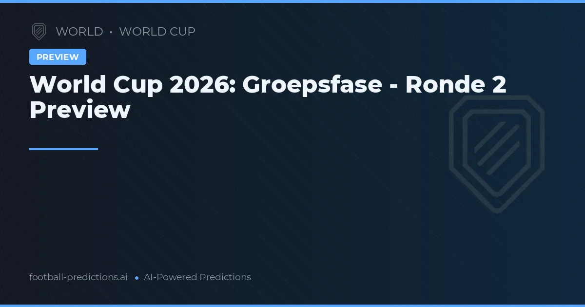 World Cup 2026: Groepsfase - Ronde 2 Preview