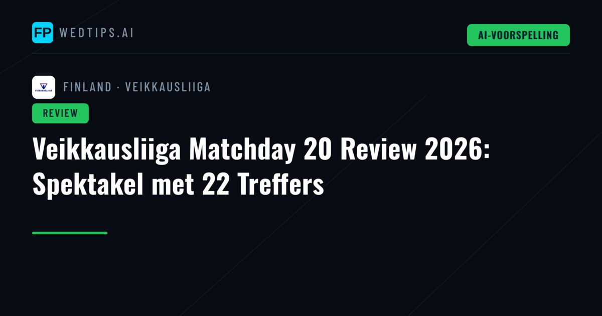 Veikkausliiga Matchday 20 Review 2026: Spektakel met 22 Treffers
