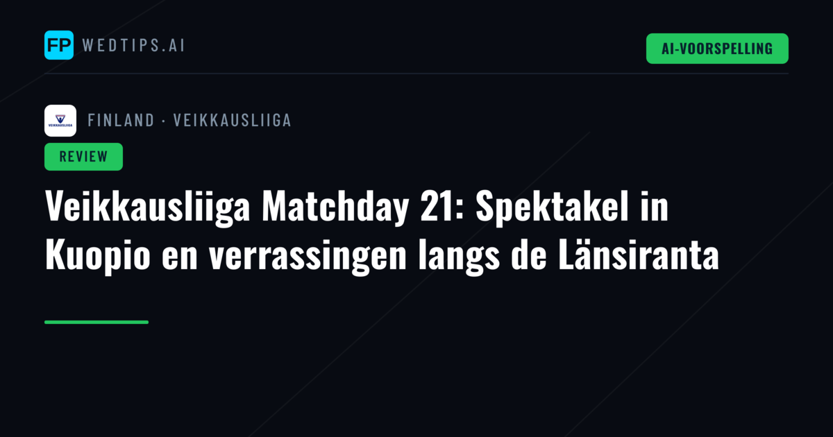 Veikkausliiga Matchday 21: Spektakel in Kuopio en verrassingen langs de Länsiranta
