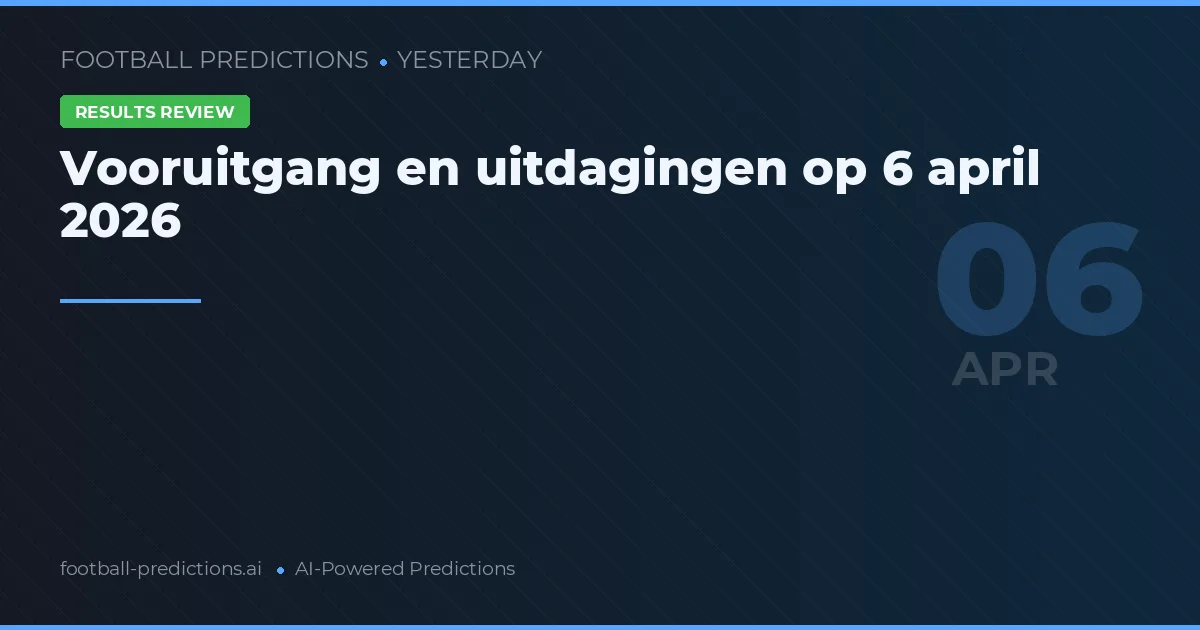 Vooruitgang en uitdagingen op 6 april 2026