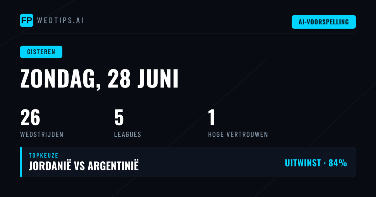 Voorspellingen Zondag 28 Juni 2026: Onze Prestaties Onder de Loep