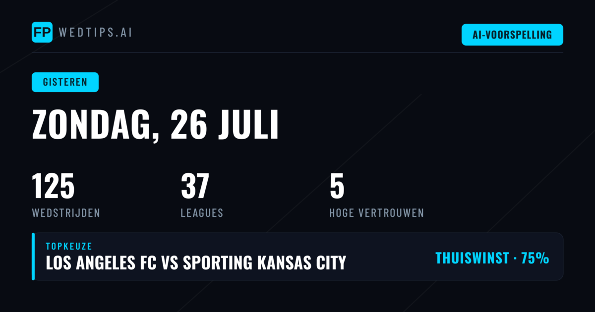 Voetbalvoorspellingen & Tips — Zondag, 26 juli, 2026
