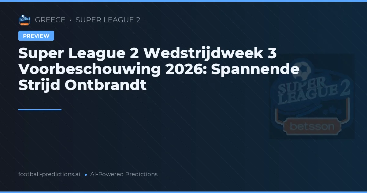 Super League 2 Wedstrijdweek 3 Voorbeschouwing 2026: Spannende Strijd Ontbrandt