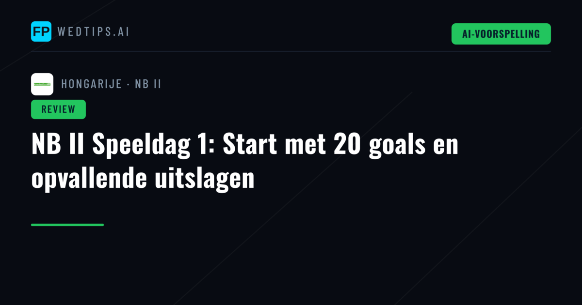 NB II Speeldag 1: Start met 20 goals en opvallende uitslagen