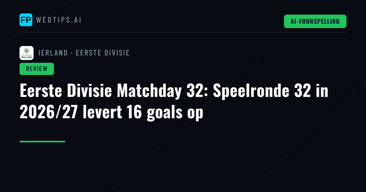 Eerste Divisie Matchday 32: Speelronde 32 in 2026/27 levert 16 goals op