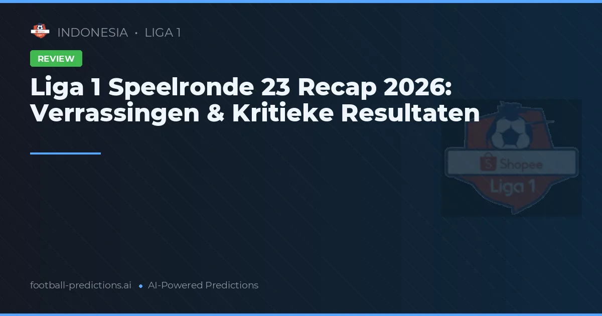 Liga 1 Speelronde 23 Recap 2026: Verrassingen & Kritieke Resultaten