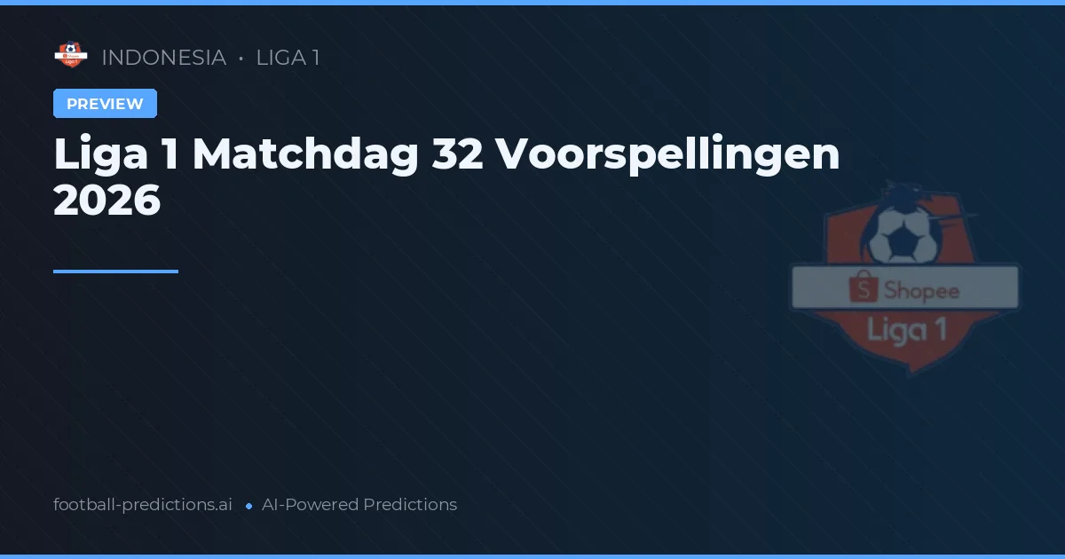 Liga 1 Matchdag 32 Voorspellingen 2026