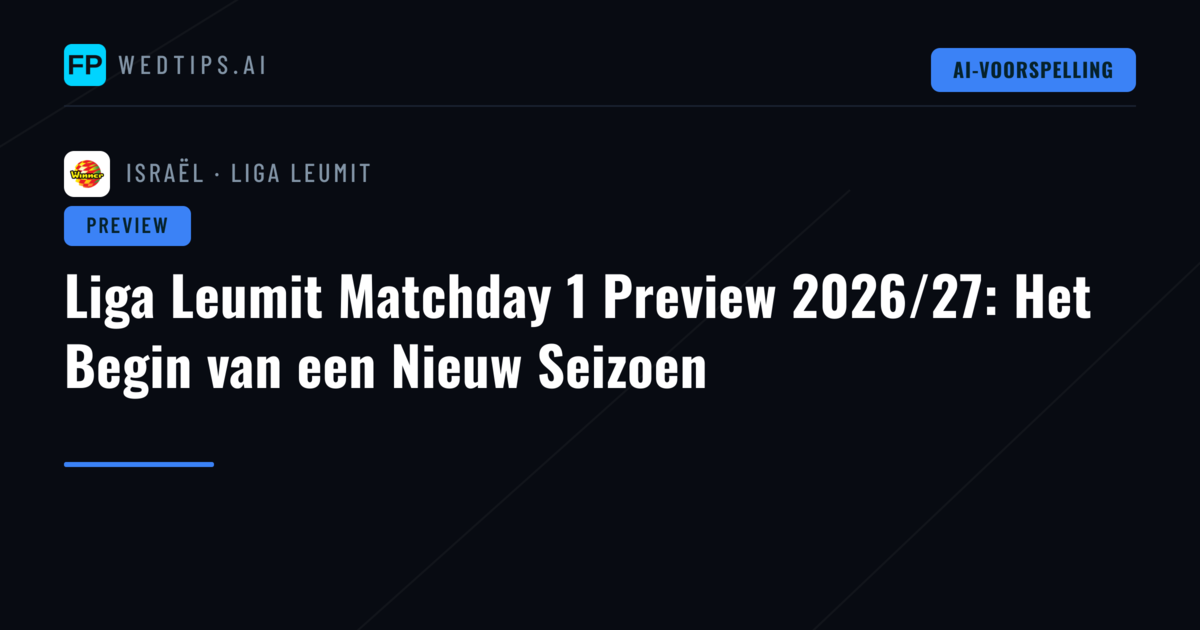 Liga Leumit Matchday 1 Preview 2026/27: Het Begin van een Nieuw Seizoen