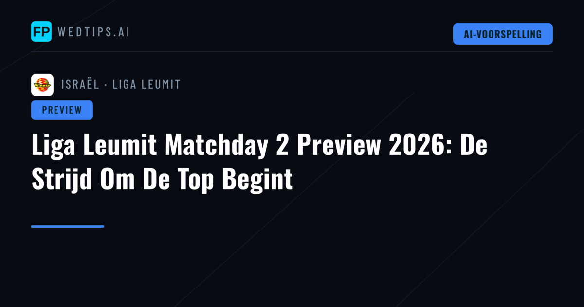 Liga Leumit Matchday 2 Preview 2026: De Strijd Om De Top Begint