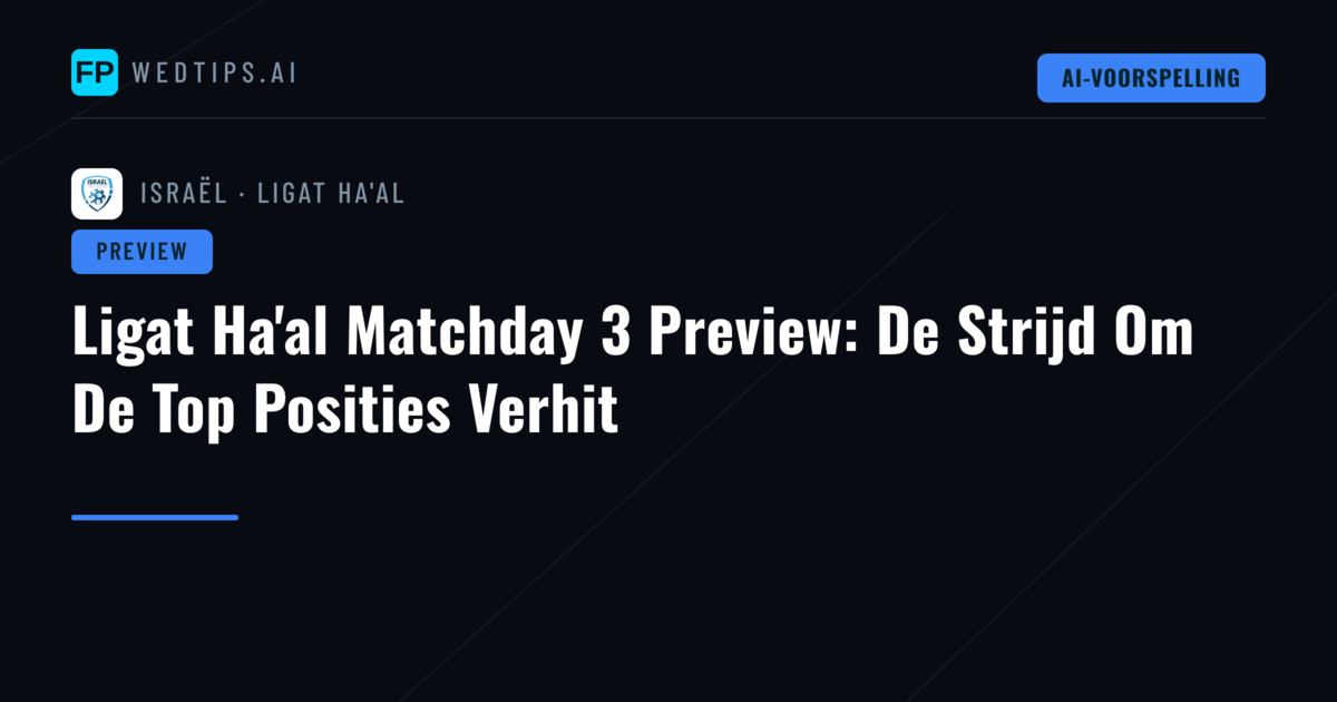 Ligat Ha'al Matchday 3 Preview: De Strijd Om De Top Posities Verhit