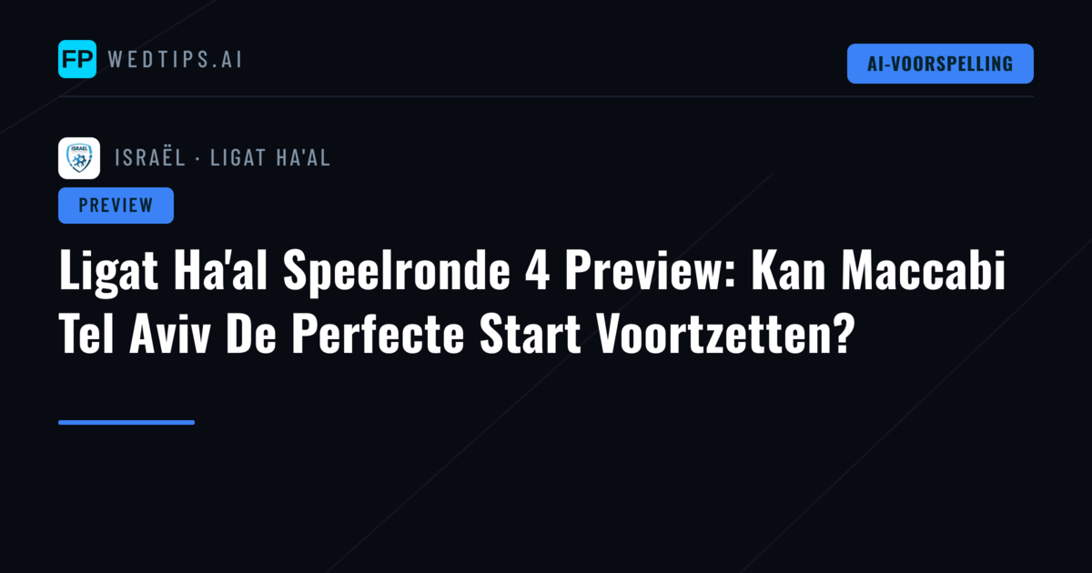Ligat Ha'al Speelronde 4 Preview: Kan Maccabi Tel Aviv De Perfecte Start Voortzetten?
