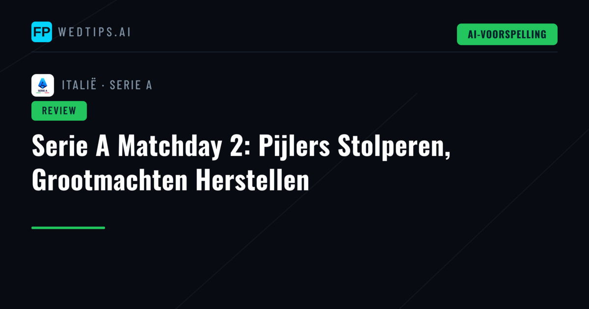 Serie A Matchday 2: Pijlers Stolperen, Grootmachten Herstellen