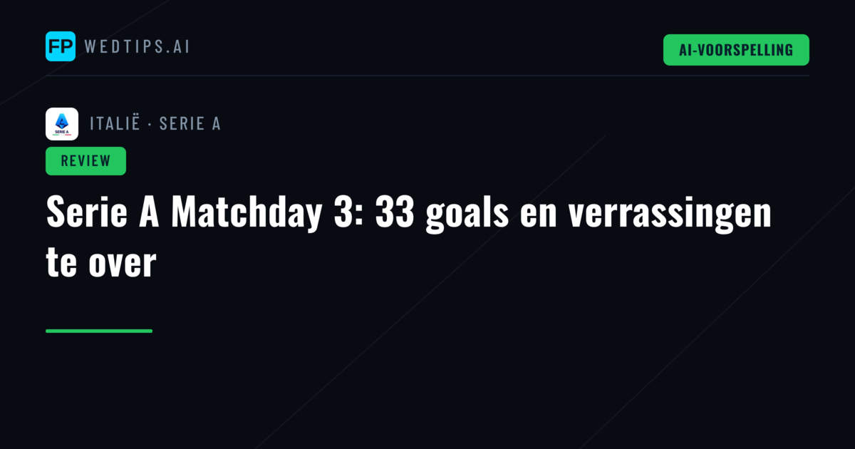 Serie A Matchday 3: 33 goals en verrassingen te over