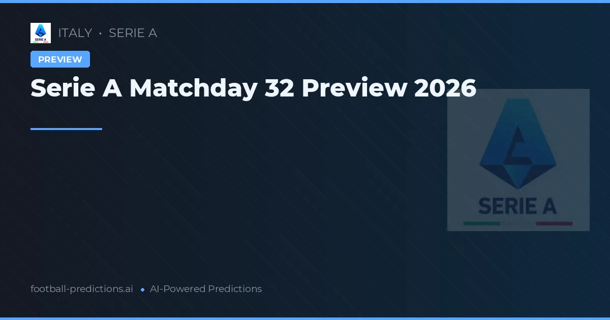 Serie A Matchday 32 Preview 2026