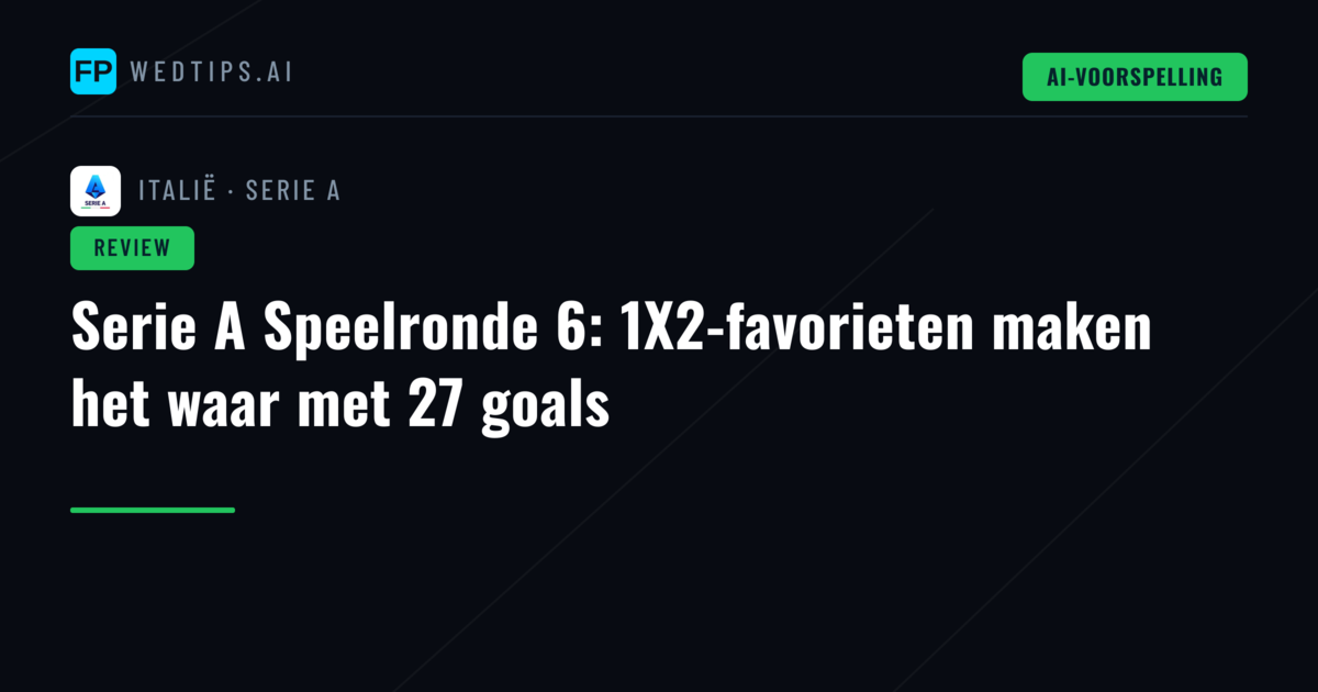 Serie A Speelronde 6: 1X2-favorieten maken het waar met 27 goals