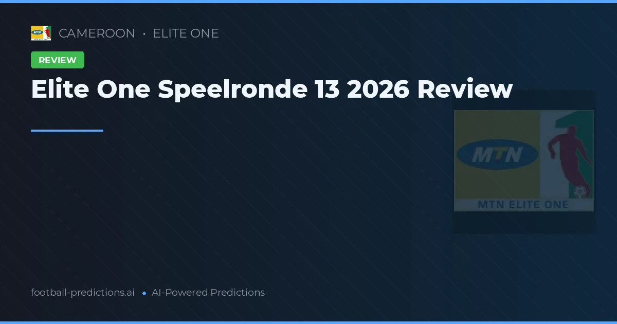 Elite One Speelronde 13 2026 Review