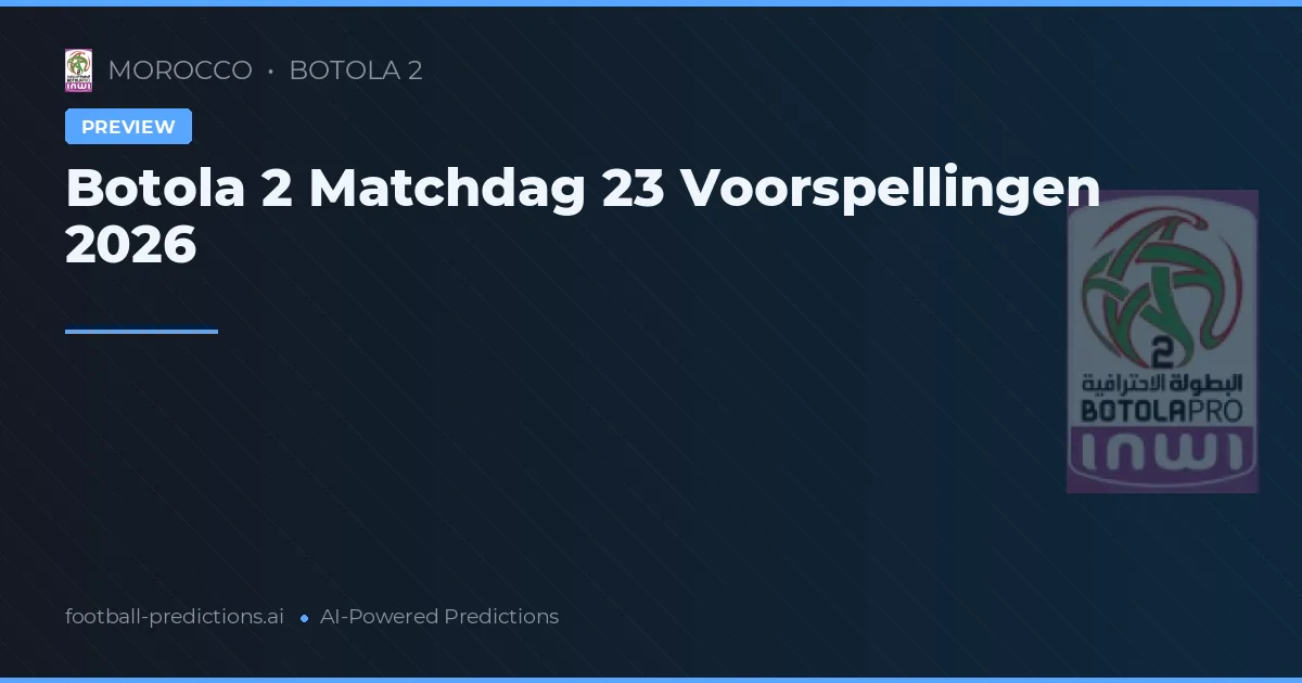 Botola 2 Matchdag 23 Voorspellingen 2026