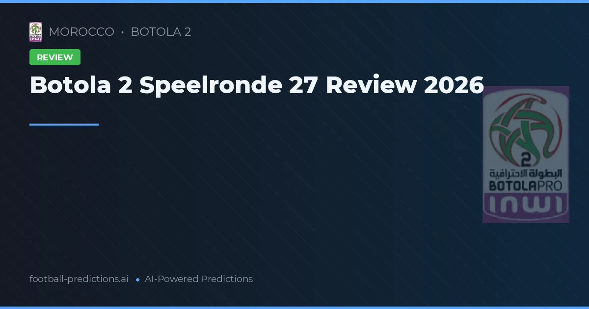Botola 2 Speelronde 27 Review 2026