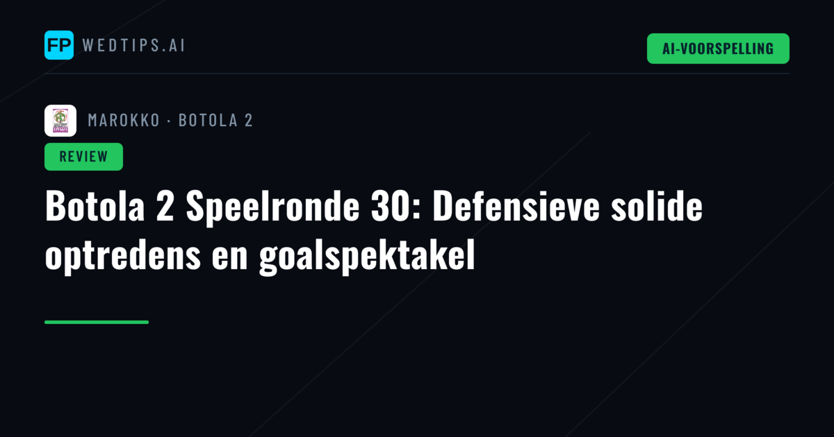 Botola 2 Speelronde 30: Defensieve solide optredens en goalspektakel