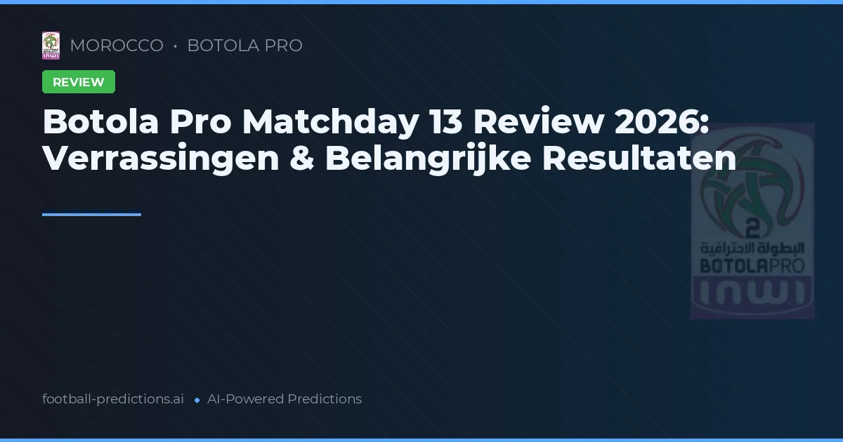 Botola Pro Matchday 13 Review 2026: Verrassingen & Belangrijke Resultaten