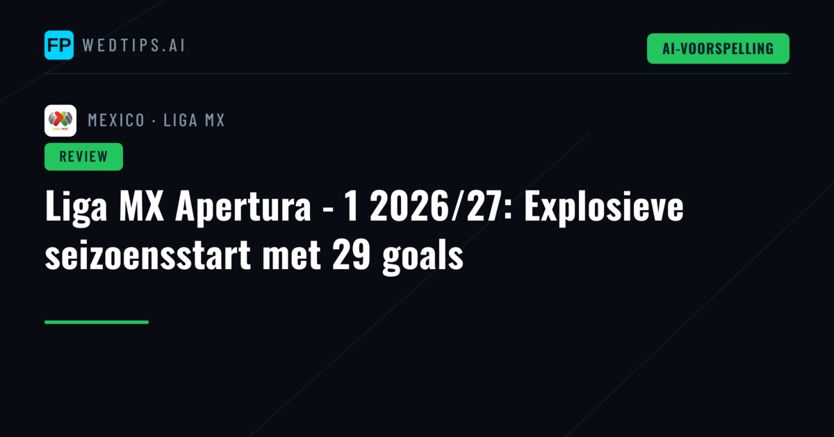 Liga MX Apertura - 1 2026/27: Explosieve seizoensstart met 29 goals