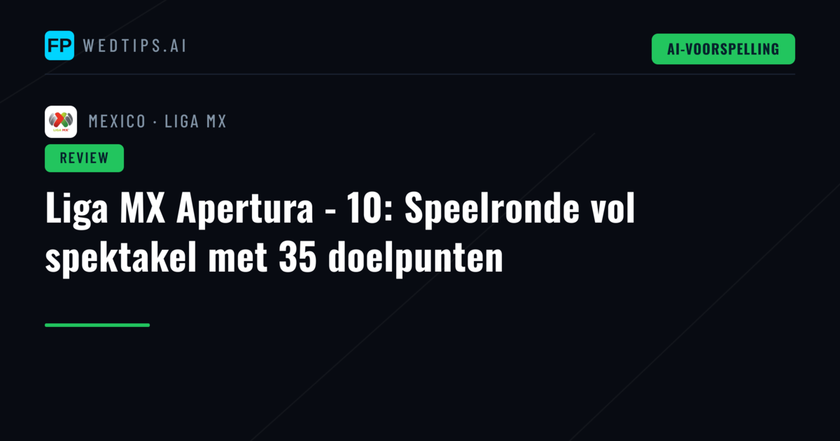 Liga MX Apertura - 10: Speelronde vol spektakel met 35 doelpunten