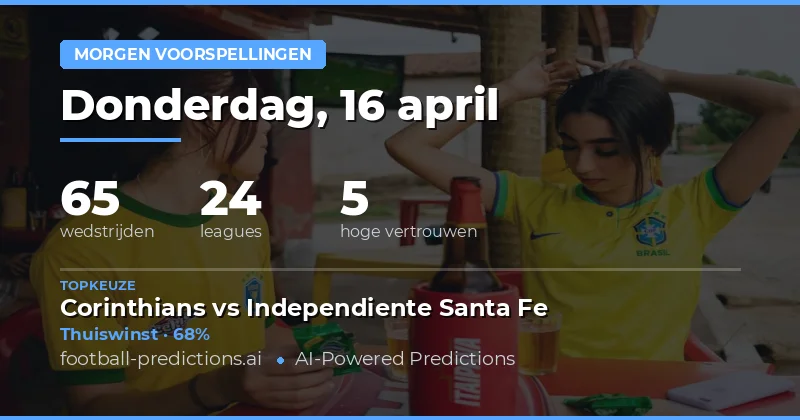 Vooruitblik op de wedstrijden van 16 april 2026