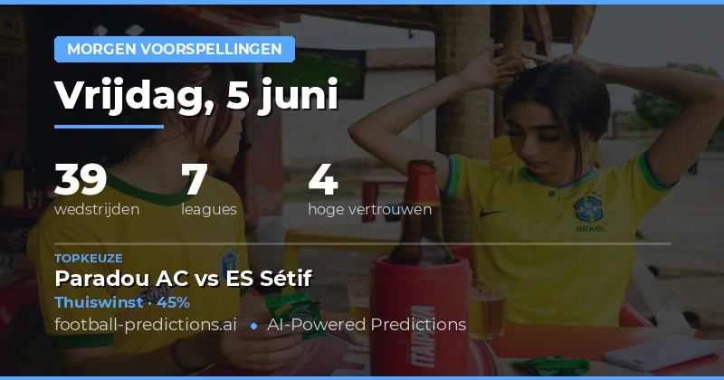 Vrijdag 5 juni 2026: Grote dag voor voetbalvoorspellingen