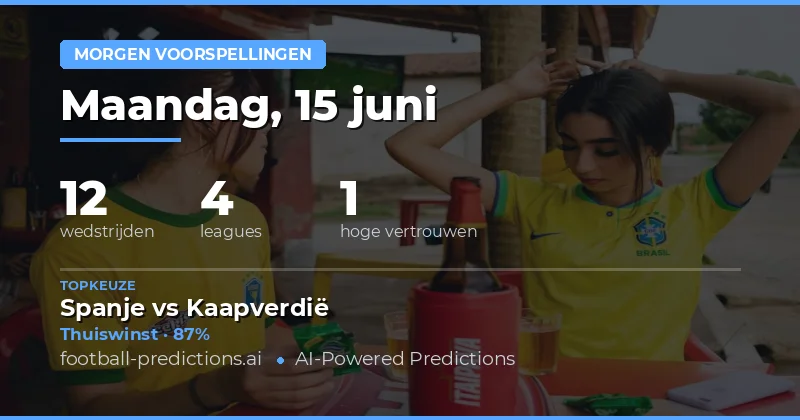 WK Voorspellingen Maandag 15 Juni: 1X2, BTTS en O/U Analyse
