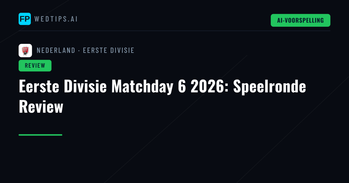 Eerste Divisie Matchday 6 2026: Speelronde Review